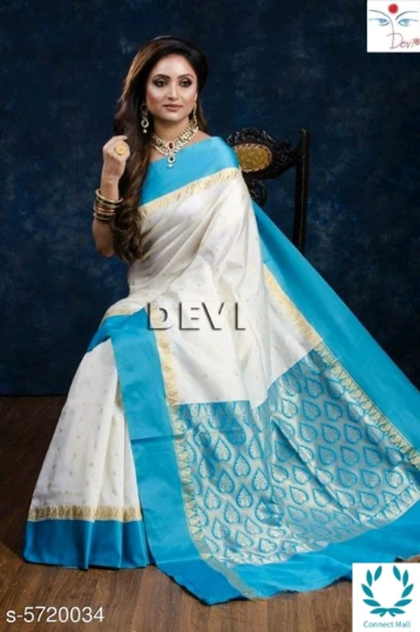 Kanjeevaram  Designer Silk  Saree - Saree Length Size: 5.5m Blouse Length Size: 0.8m, Light Blue, Saree And Blouse Fabric : Kanjeevaram Silk, Pack of :1